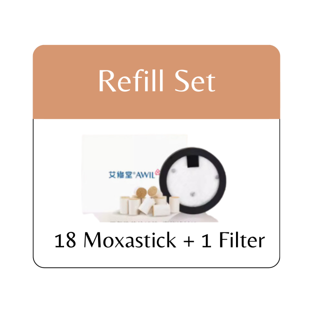 Moxa-Stick Refill + Filter for AWIL M1 Smokeless Moxibustion Device | 18 Moxasticks + 1 Filter