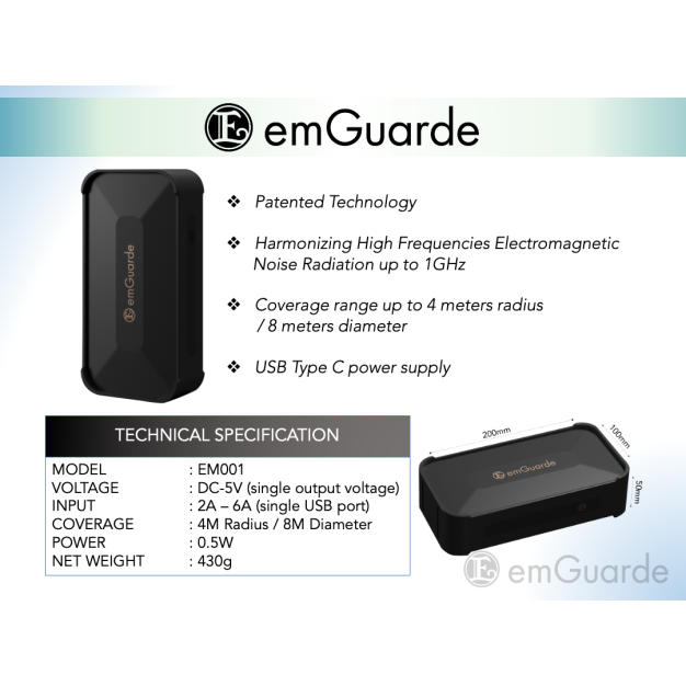 emGuarde Environment Harmoniser (Against invisible Electromagnetic Radiation, EMR)