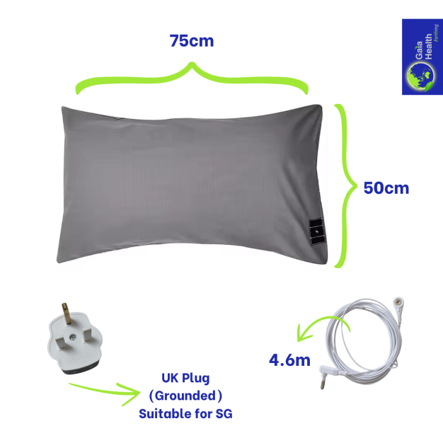 Earthing/Grounding Pillowcase – Reduce Stress & Improve Sleep | Includes SG Safety Plug